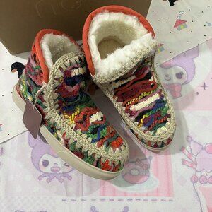 Mou Colorful Wool Yarn Snow Boots